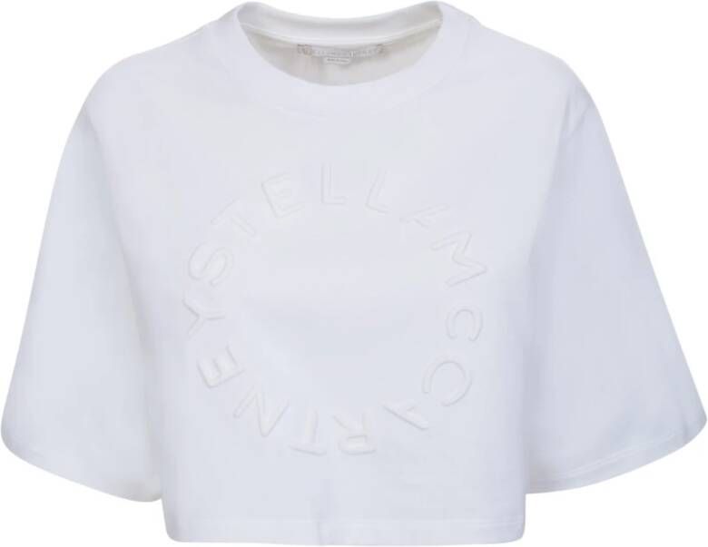 Stella Mccartney Elegante Witte Logo Crop Tee White Dames