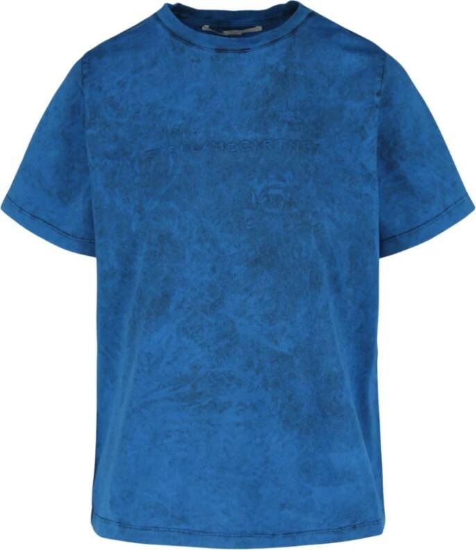 Stella Mccartney Blauw geëmbosseerd logo T-shirt voor vrouwen Blue Dames