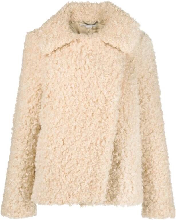 Stella Mccartney Beige Teddy Fur Oversized Coat Beige Dames