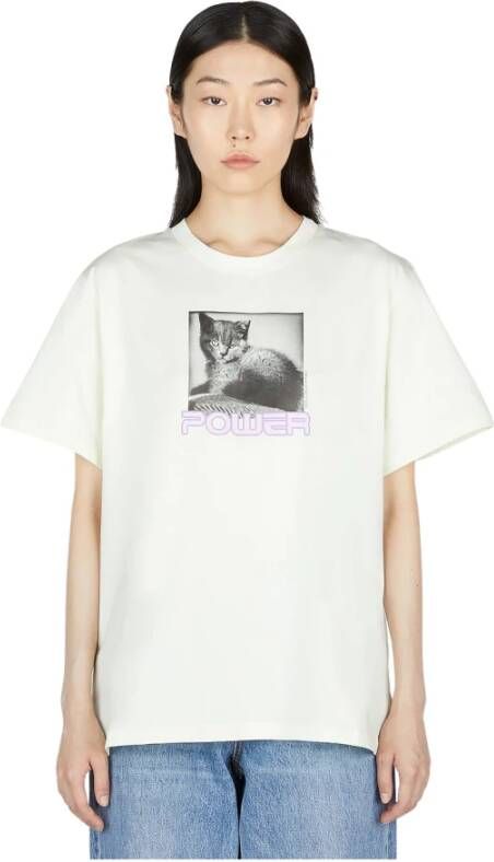 Stella Mccartney Grafische Print Cat Power T-Shirt Wit Dames