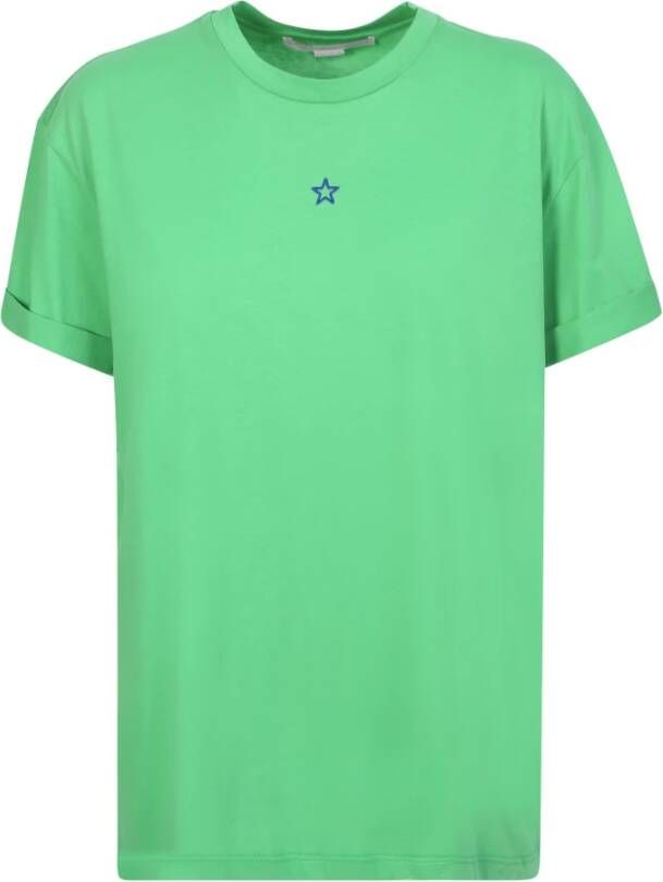 Stella Mccartney Groene katoenen T-shirt met geborduurde ster Groen Dames