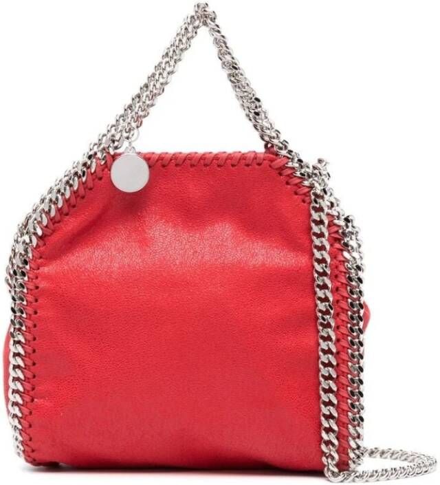 Stella Mccartney Rode Imitatieleren Tas met Kettinglink Rand Red Dames