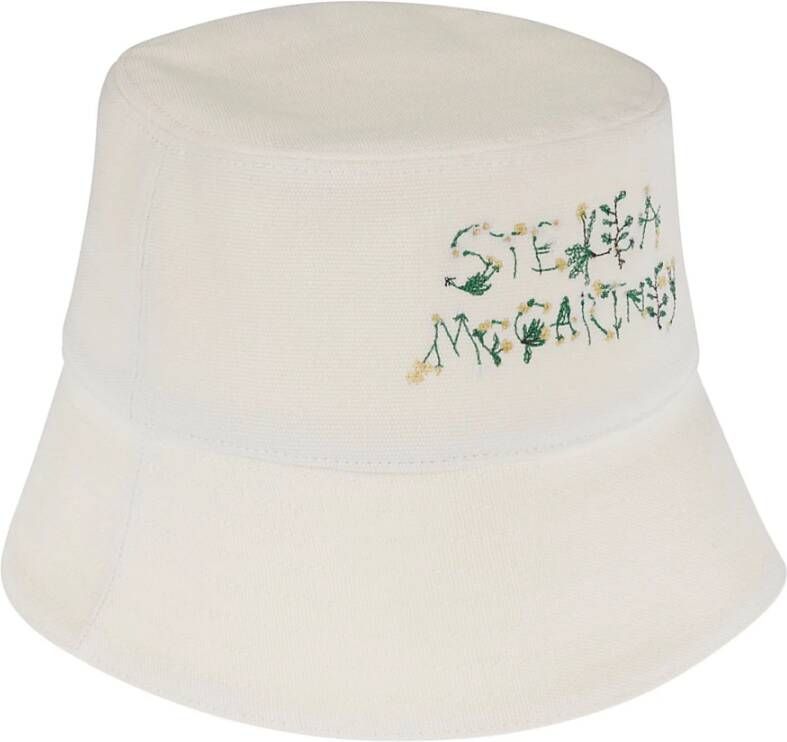 Stella Mccartney Logo Bucket Hat met Contraststiksels White Dames
