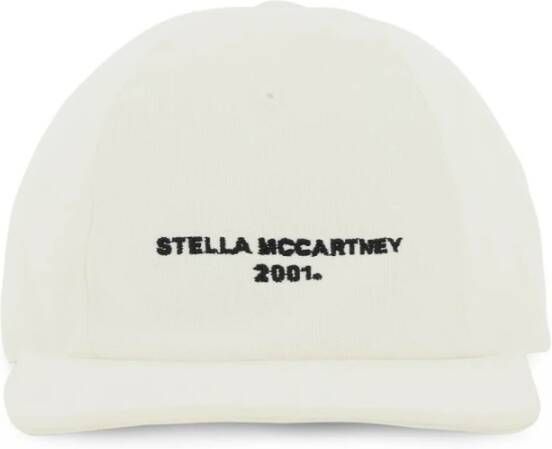 Stella Mccartney Logo Baseball Cap Witte Katoenen Canvas White Dames