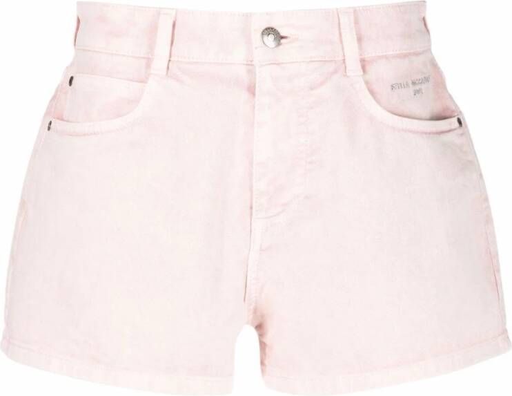 Stella Mccartney Roze Denim Shorts met Riemlussen en Logo Detail Pink Dames