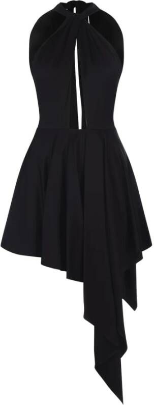 Stella Mccartney Tijdloze zwarte mini-jurk met vetersluiting op de rug Black Dames