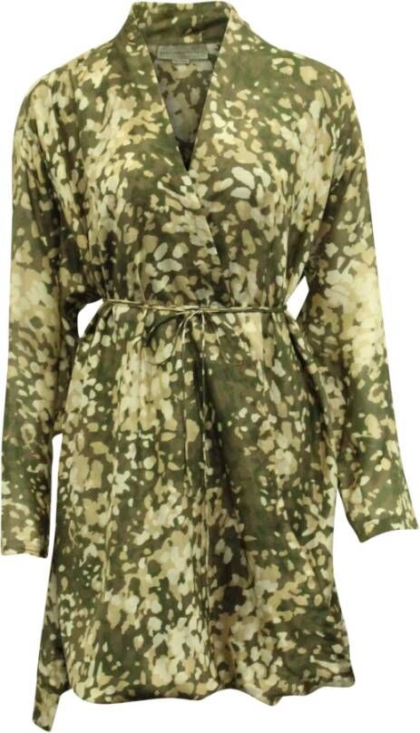 Stella McCartney Pre-owned Stella McCartney Camo Gedrukte wrap jurk in multicolor zijde Groen Dames