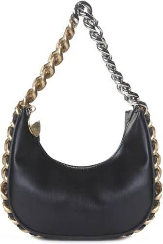 Stella Mccartney Zwarte Mini Frayme Schoudertas met Diamanteffectriem Black Dames