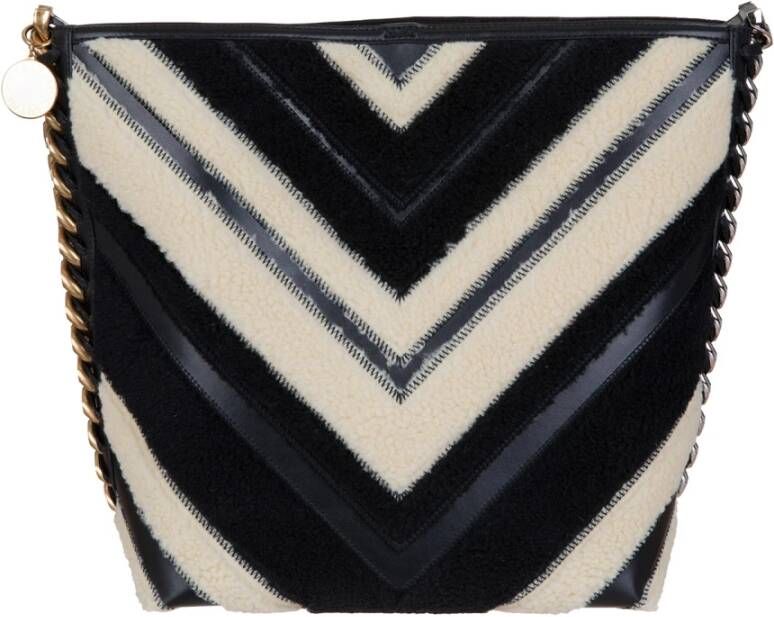 Stella Mccartney Chevron Faux Fur Tote Tas Black Dames
