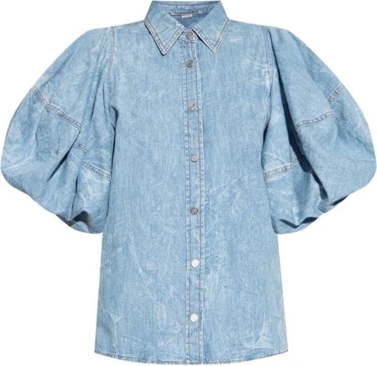 Stella Mccartney Shirt met puff mouwen Blauw Dames