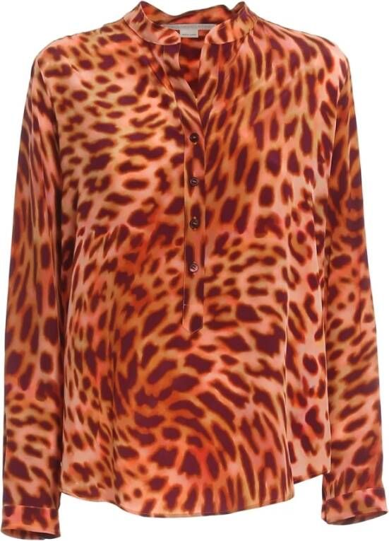 Stella Mccartney Cheetah Print Zijden CDC Shirt Orange Dames