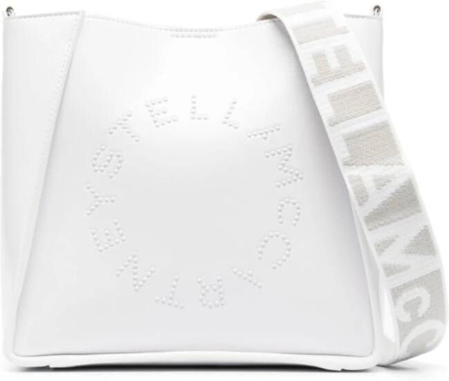 Stella Mccartney Studded-Logo Imitatieleren Schoudertas White Dames