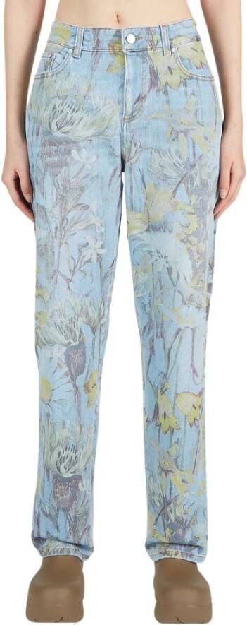 Stella Mccartney Slim Fit Floral Denim Jeans Blue Dames