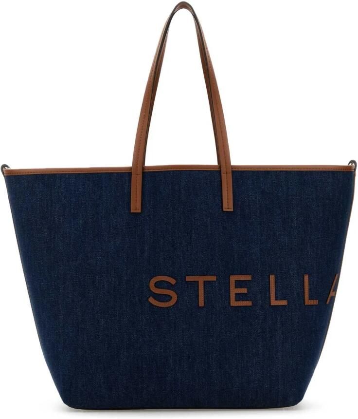 Stella Mccartney Shoppers & Totes Structured Tote Bag With Denim-Like Texture And Bo in blauw