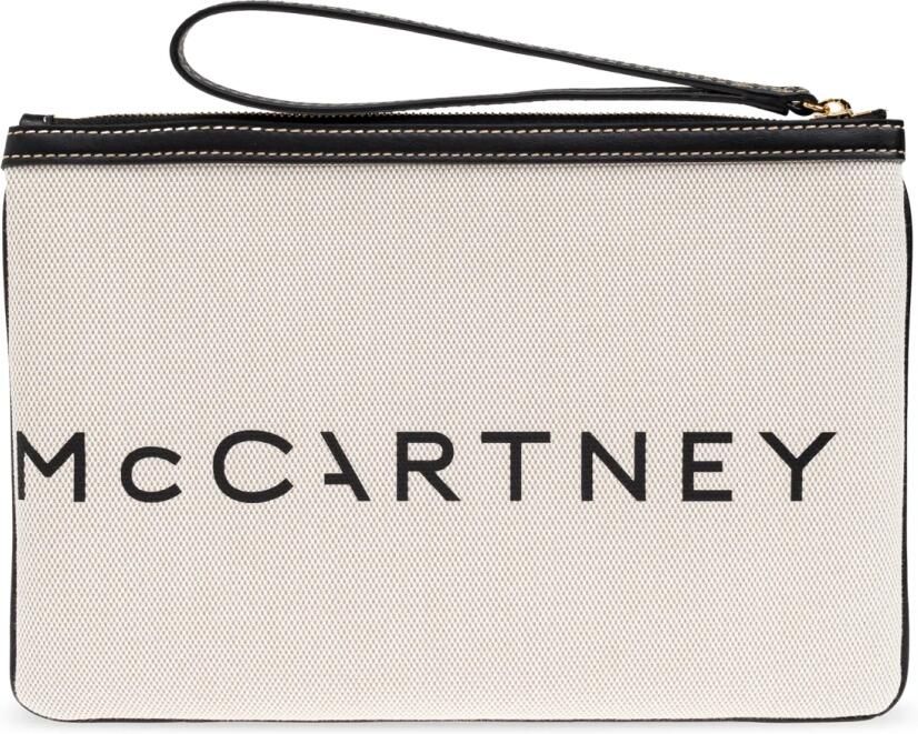 Stella Mccartney Clutches Beige Textured Handbag With Zip Closure And Wrist in beige - Foto 5