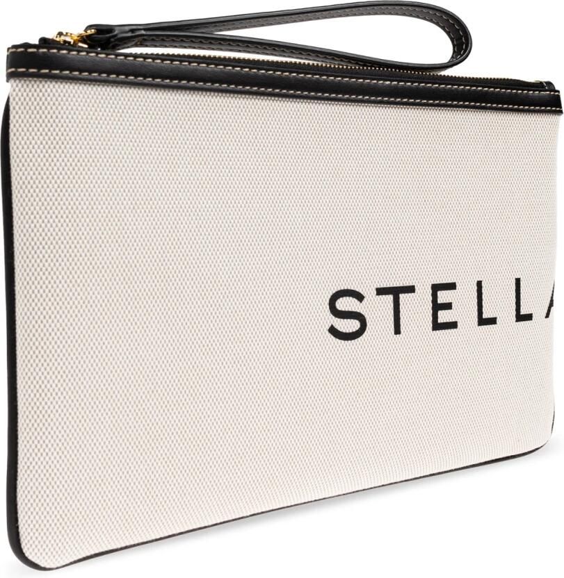 Stella Mccartney Clutches Beige Textured Handbag With Zip Closure And Wrist in beige - Foto 2