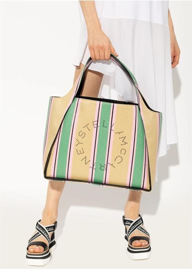 Stella Mccartney Gestreepte Raffia Tote Tas met Stella Logo Multicolor Dames - Foto 7
