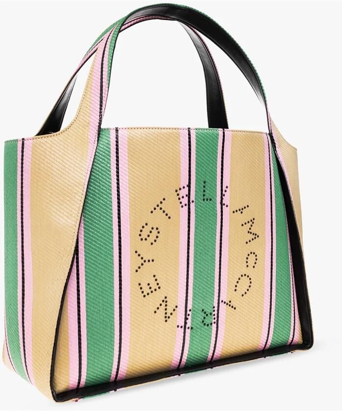 Stella Mccartney Gestreepte Raffia Tote Tas met Stella Logo Multicolor Dames - Foto 5