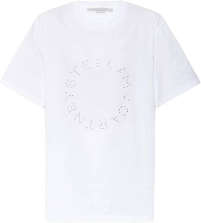 Stella Mccartney Wit Katoenen T-Shirt met Logo White Dames