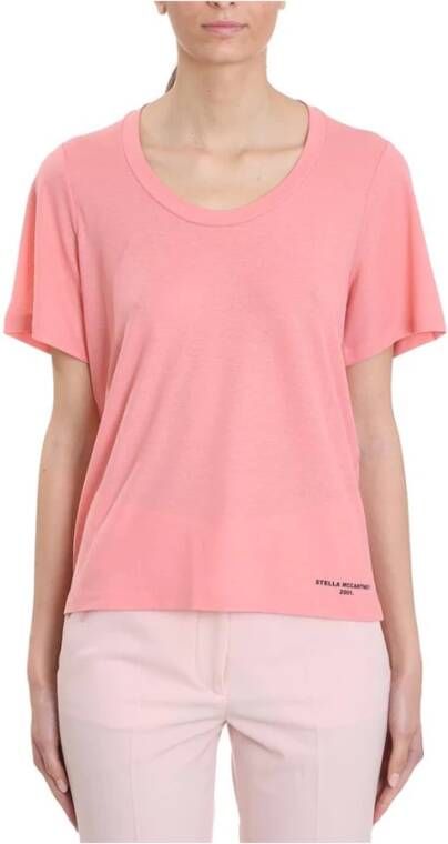 Stella Mccartney 2001 Logo T-Shirt Roze Korte Mouw 100% Katoen Pink Dames