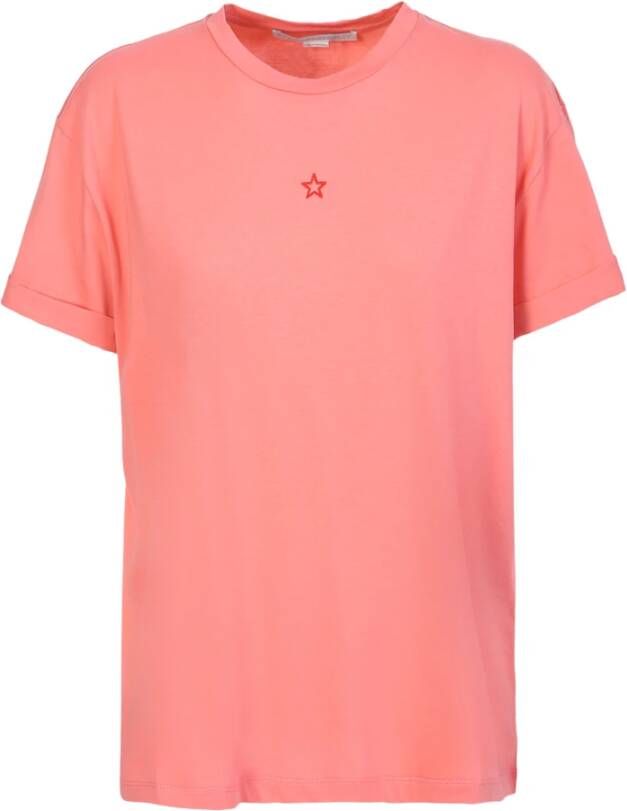 Stella Mccartney Roze Sterren Geborduurd Katoenen T-shirt Pink Dames