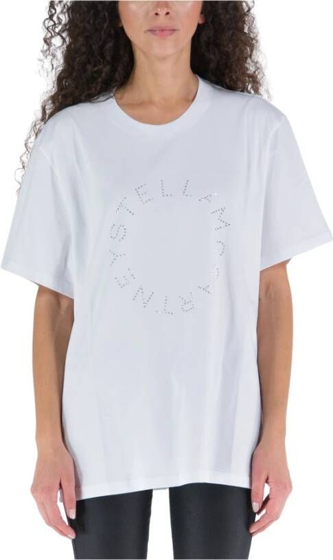 Stella Mccartney Wit Katoenen T-Shirt met Logo White Dames