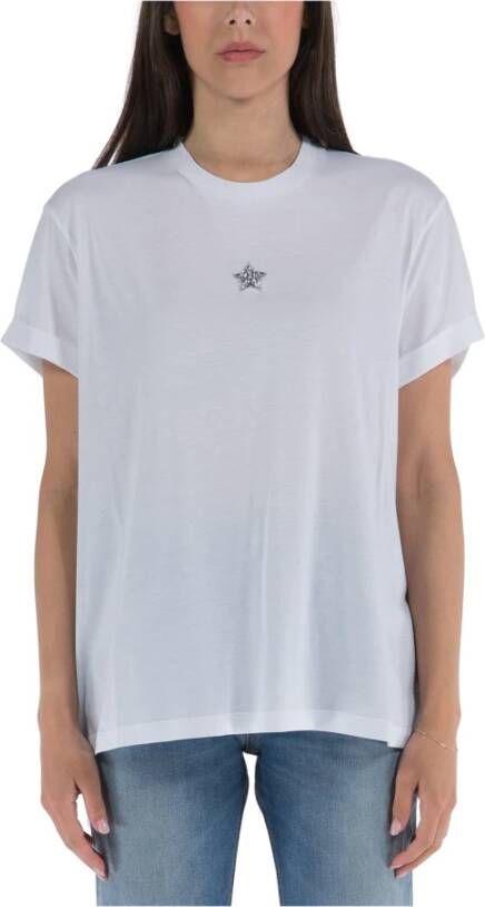 Stella Mccartney Wit Mini Sterren Geborduurd Katoenen T-Shirt White Dames