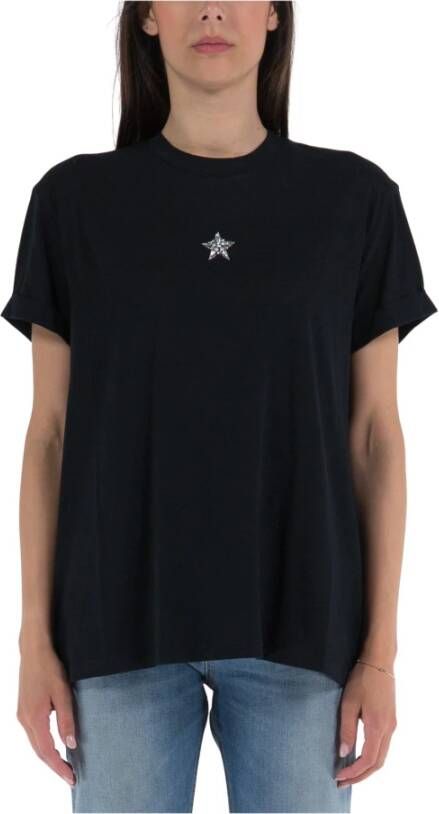 Stella Mccartney Geborduurde Mini Ster Katoenen T-shirt Black Dames