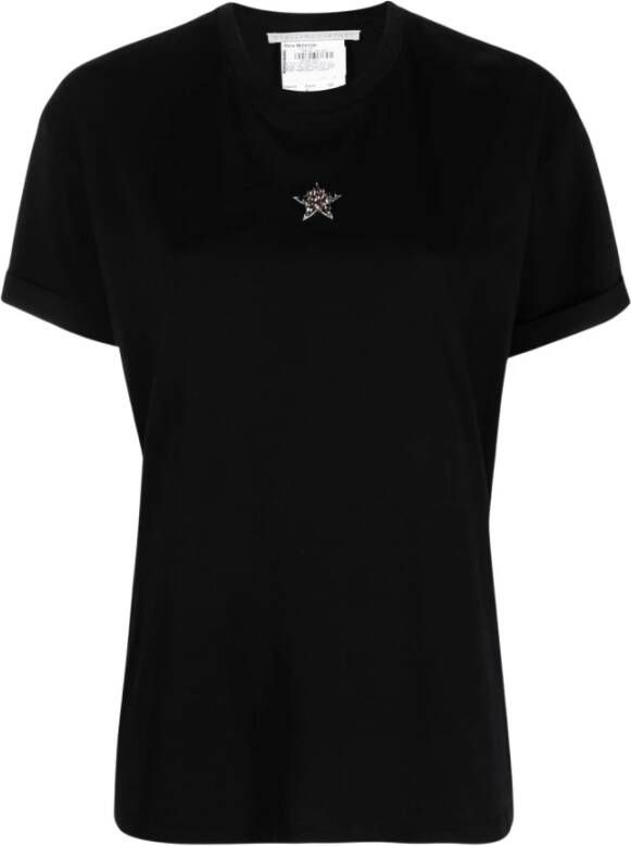 Stella Mccartney Donna Katoenen T-shirt met Ster Juweel Applicatie Black Dames