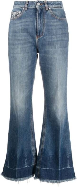 Stella Mccartney Frayed-Edge Cropped Jeans Blue Dames