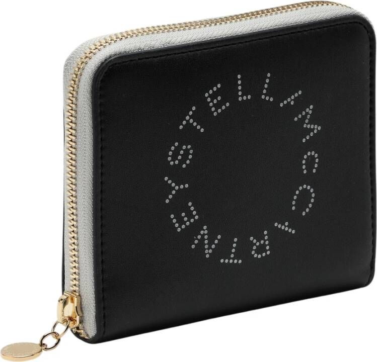 Stella Mccartney Zip Around Mini Wallet Bicolor Eco Alter Mat Black Dames