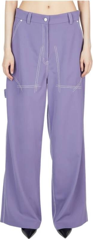 Stella Mccartney Wijde broek met contraststiksels Purple Dames