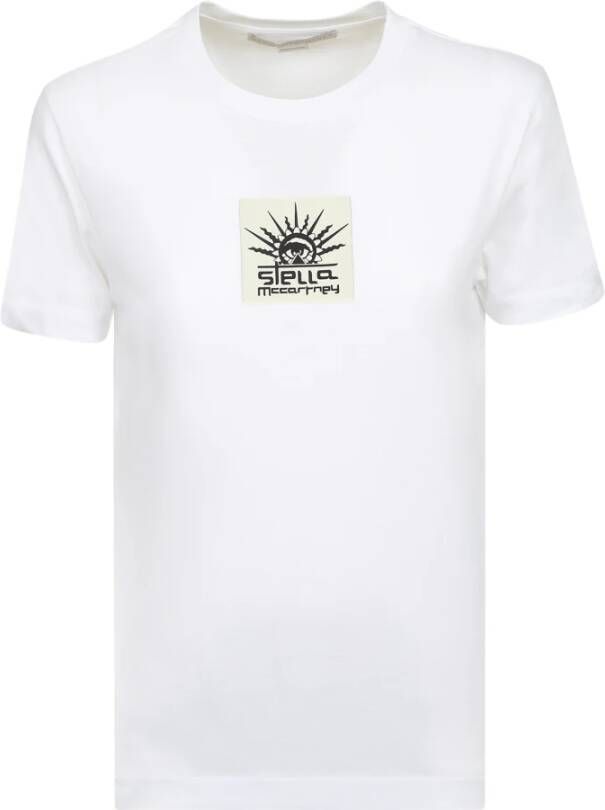 Stella Mccartney Witte Slim-Fit T-shirt met Logo Print White Dames