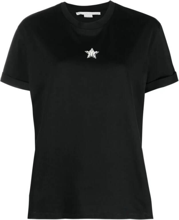 Stella Mccartney Zwarte T-shirts en Polos met Nep Parelborduursel Zwart Dames