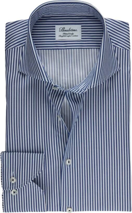 Stenströms Blauw-Wit Gestreept Formeel Overhemd Blauw Heren