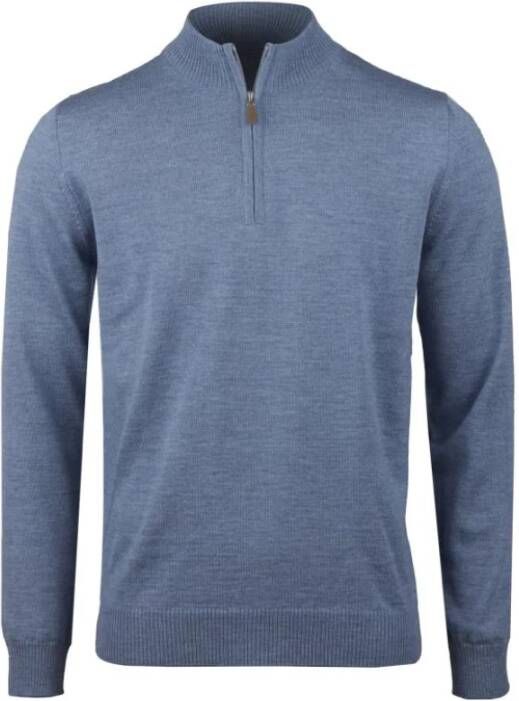 Stenströms Blauwe Merino Half Zip Sweatshirt Blauw Heren