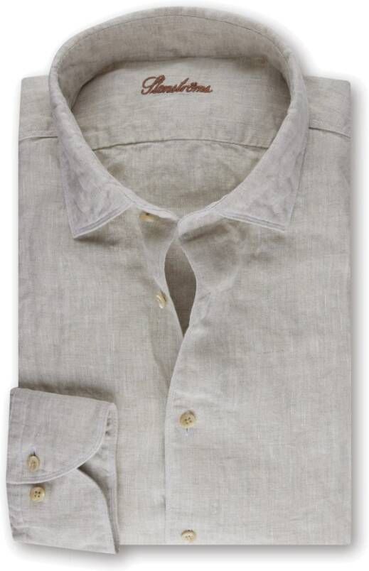 Stenströms Beige Linnen Casual Overhemd Beige Heren