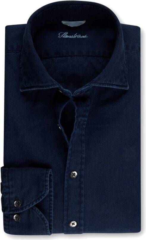 Stenströms Denim Piqué Overhemd voor een Ontspannen Stijl Blauw Heren