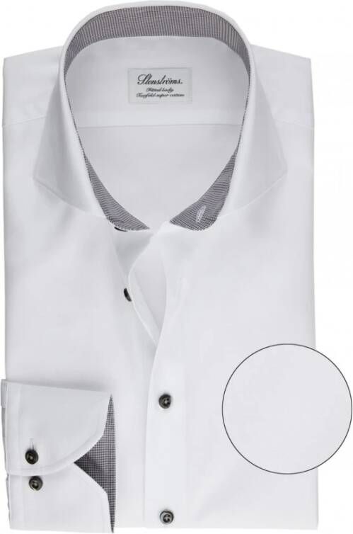 Stenströms Gepland body Houndstooth trim shirt Wit Heren
