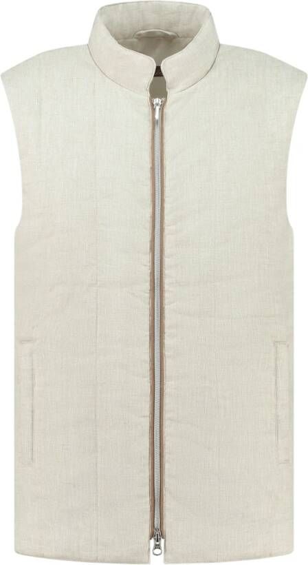 Stenströms Hybrid Linen Merino Ribbed Vest Beige Heren