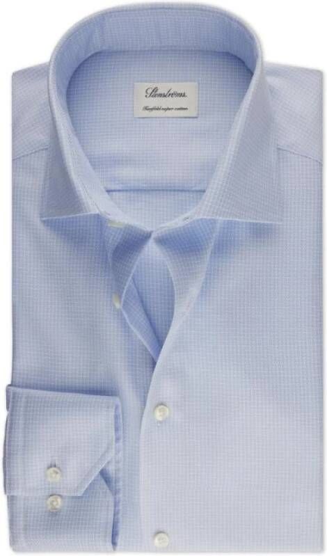 Stenströms Lichtblauw Geruite Twill Overhemd Blauw Heren