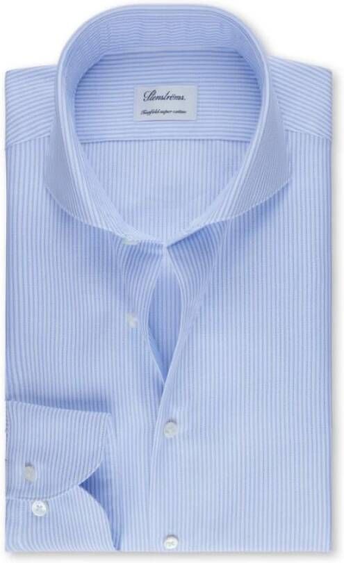 Stenströms Slimline Blauw Wit Gestreept Overhemd Blauw Heren