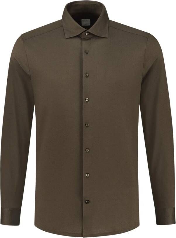Stenströms Slimline Jersey Overhemd Bruin Brown Heren