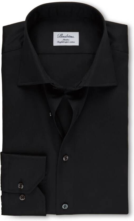 Stenströms Getailleerd Katoenen Overhemd Italiaanse Stijl Black Heren