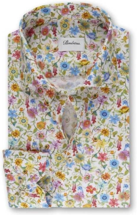 Stenströms Witte Bloemen Oxford Overhemd White Heren