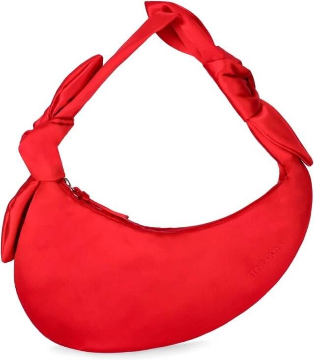 Stine Goya Julius Hobo Tas Rood Satijn Geknoopt Handvat Ritsvak Rood Dames