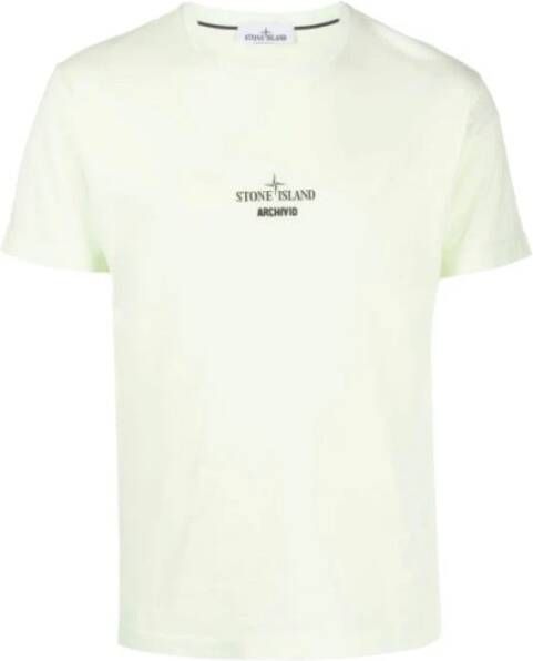 Stone Island Archivio Groen Katoenen T-Shirt White Heren