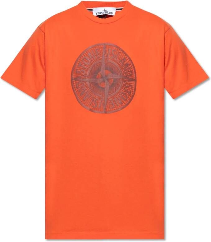 Stone Island Bedrukt T-shirt Oranje Heren