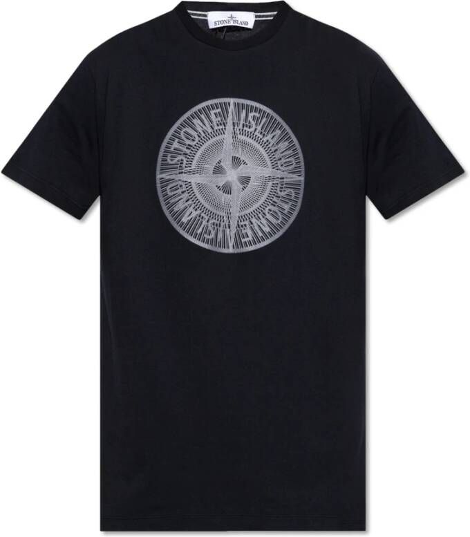 Stone Island Bedrukt T-shirt Zwart Heren