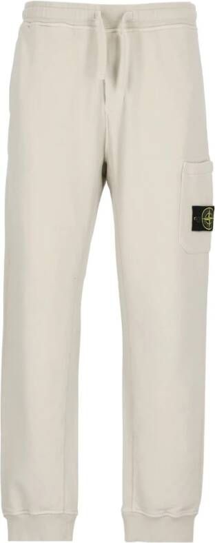 Stone Island Beige Katoenen Broek met Elastische Taille Beige Heren